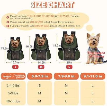 WOYYHO Pet Dog Carrier Backpack, Ventilated Mesh Small Dog Front Backpack