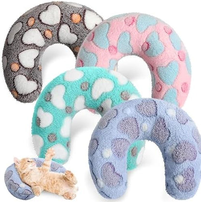 Sweetude 4 Pcs Cat Pillow Calming Pet Dog Neck Pillow, Heart, Medium
