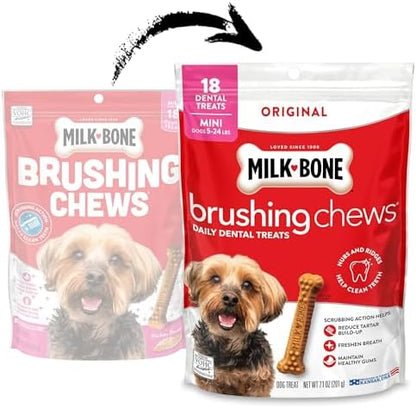 Milk-Bone Brushing Chews, Mini, Original Flavor, 90 Dental Treats