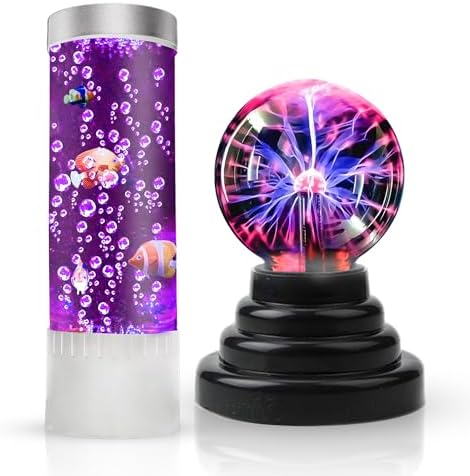 Brewish Sensory Bubble Fish Lamp and 3 Inch Plasma Ball Lamp Bundle