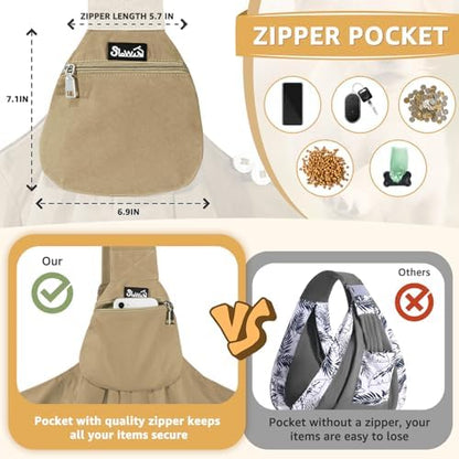 SlowTon Dog Carrier Sling - Thick Padded Shoulder Strap Adjustable, Brown M