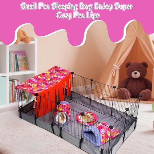 NAPLORD Small Pet Fleece Set,Guinea Pig Snuggle Sack, Tunnel,Fleece Forest Hideout,Square and Round Potty Pads for Guinea Pigs and More