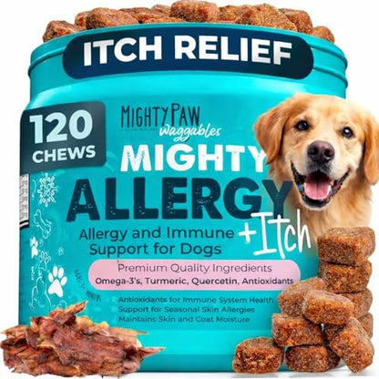 Mighty Paw Dog Allergy Chews, Itch Relief & Immune Support, 120ct