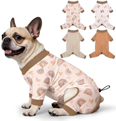 Bienbee Dog Pajamas, 4 Pack Adjustable Onesies for Small to Large Dogs L