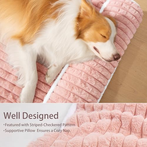 Orthopedic Large Dog Bed Pillow Pet Sofa Bed 56''X40'' Pink