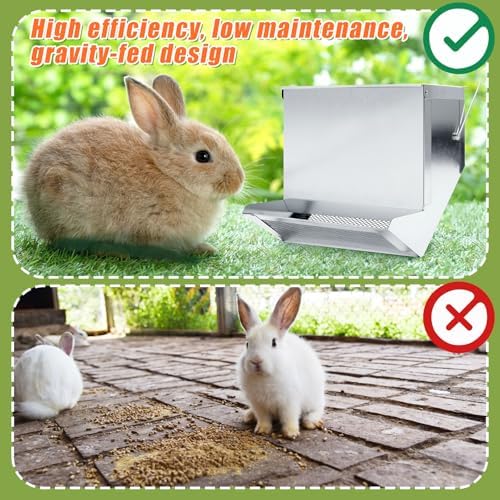 Maxcheck 2 Pcs Rabbit Feeder for Cages, 7.7 Inches, Mesh Bottom, Silver