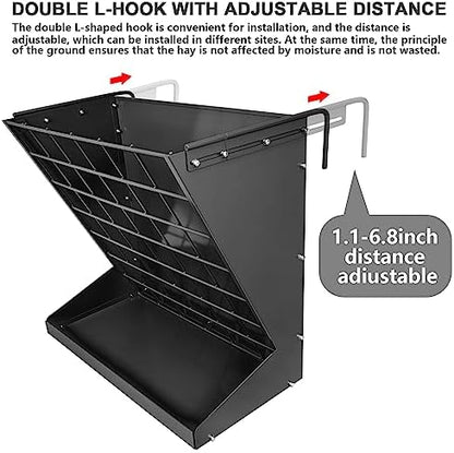 Wall Mount Hay Rack, Metal 2 in 1 Hay and Grain Feeder