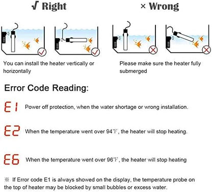 MQ Titanium Alloy 500W Aquarium Heater for Salt and Fresh Water, Digital LED Display Submersible Heater with External Thermostat Controller, for Fish Tank 70-80 Gallon