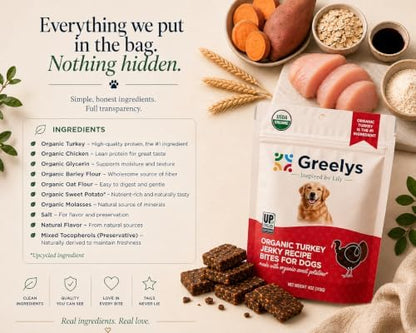 USDA Organic Turkey Recipe Soft & Chewy Dog Treats, Made in USA, Upcycled Certified®, All Life Stages, 4 oz