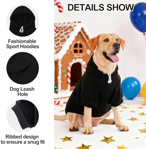 EXPAWLORER Dog Hoodies for Small Medium Large Dogs,Christmas Theme Black L