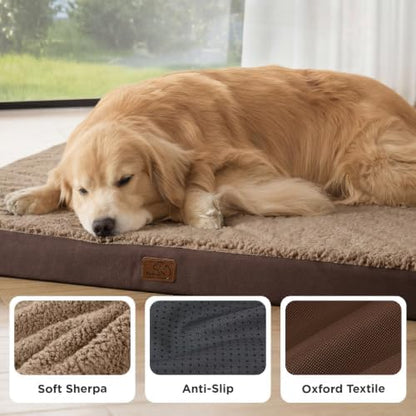 Bedsure XXL Dog Bed, Giant Pet Bed with Washable Cover, 53x36 Inch Brown