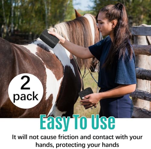 Foilswirl 2 Pcs Slick and Easy Horse Grooming Block, Quartz Stone Pets Hair Remover Grooming Tool Rock Reusable Dog & Cat Hair Cleaner for Carpet Upholstery Auto Interiors 3.9 x 2.8 x 1.5 Inch
