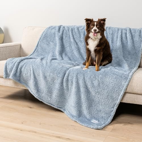 PetAmi Soft Plush Sherpa Dog Blanket for Pet Cat, X-Large 60x80, Dusty Blue