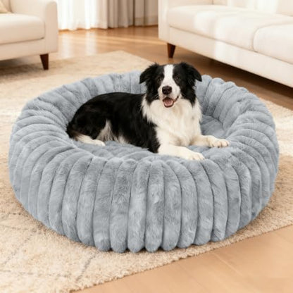 Washable Large Dog Bed,Fluffy Puppy Kitten Beds for Small Dogs(Grey,XL)