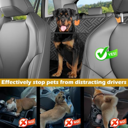 Back Seat Extender,Dog Seat Cover for Back Seat,Hard Bottom Car Seat Cover for Dogs,Dog Hammock for Car,Back Seat Pet Cover for Dogs(Black,for Car/SUV/Small Truck)