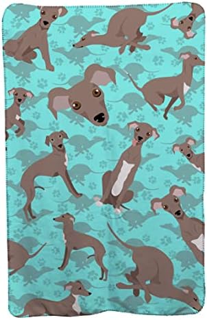 Caroline's Treasures MLM1079TBLT Fawn Italian Greyhound Soft Travel Blanket with Bag Airplane Blanket, Indoor Outdoor Camping Blanket for Traveling, Picnics, Beach Trips, Concerts