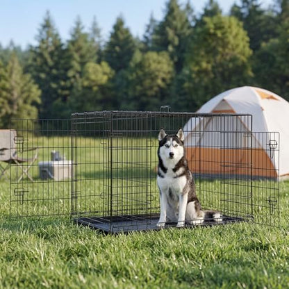 Sweetcrispy 48 Inch Dog Crate, Medium Large Dog Cage, Foldable Pet Kennel