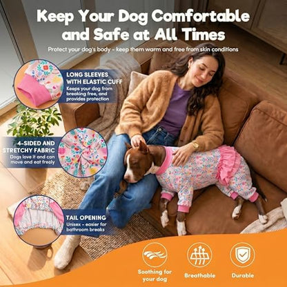 LovinPet Big Dog Pajamas, Pet Pajamas, Space and Snow Print, 2XL