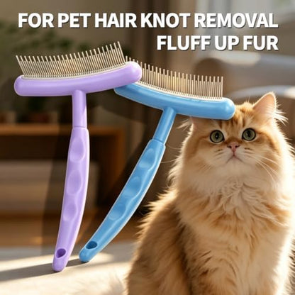 Stainless Steel Pet Dematting Deshedding Brush,Pet Grooming Tool(Blue)