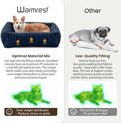 Dog Bed Medium Size Dog, Rectangle Orthopedic Pet Bed for Car and Indoor, Comfort Fluffy Memory Foam Dog Beds with Anti-Slip Bottom,30 x24 x9 Inches,Navy