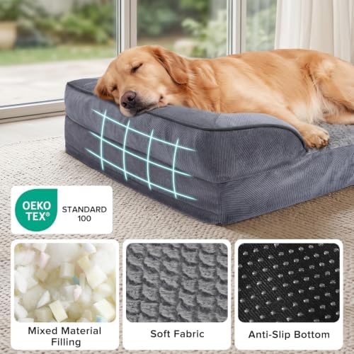INVENHO Orthopedic Extra Large Dog Bed, XXL Waterproof Dog Sofa, Egg-Crate Foam Couch with Washable Removable Cover, Waterproof Lining and Nonskid Bottom