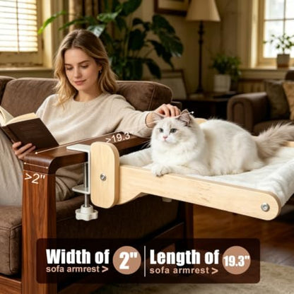 Cat Desk Bed Foldable Wood Cat Bed for Desk with 2 Hammocks and 2 Clamps