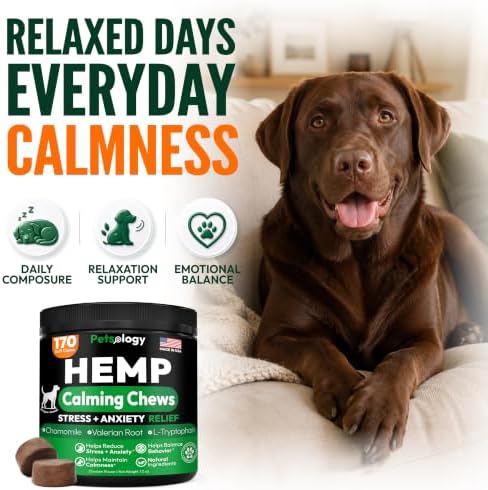 Hemp Calming Chews for Dogs - 170 Dog Calming Chews - Anxiety Relief Treats