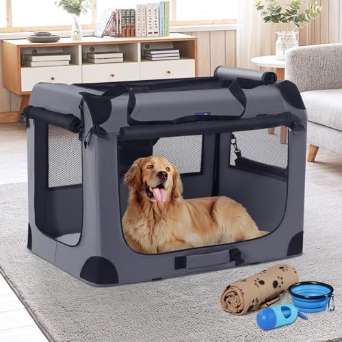 Petprsco Collapsible Dog Crate, 40 inch Portable Dog Crates for Large Dogs