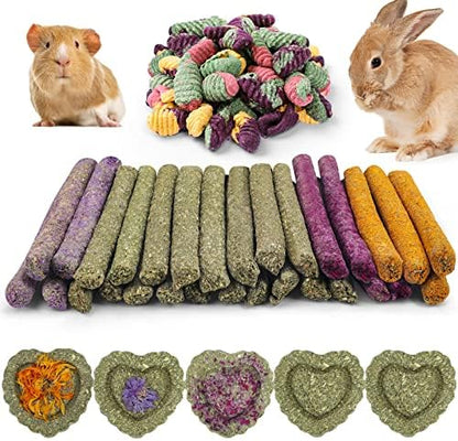 Rabbit Chew Toys Teeth Timothy Hay Sticks, Guinea Pig Chew Treats Toys