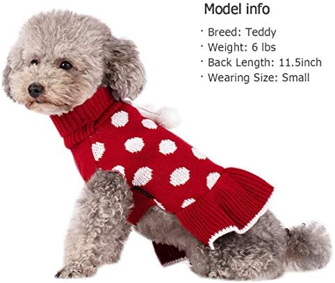 KYEESE Dog Sweater Dress for Small Medium Dogs Turtleneck Thick Knit