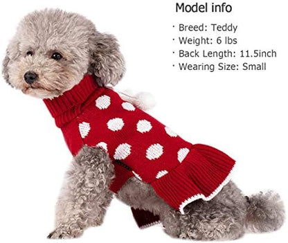 KYEESE Dog Sweater Dress for Small Medium Dogs Turtleneck Thick Knit