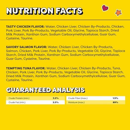 Temptations Creamy Puree Cat Treats, Chicken, Salmon & Tuna, 72 Count