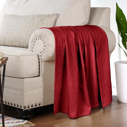 Superior Cotton Blanket, Lightweight, Breathable Bedding, Throw, Burgundy