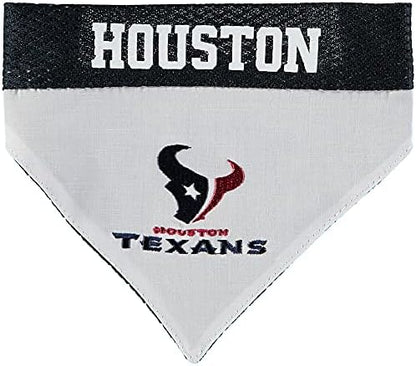 NFL DOG BANDANA - HOUSTON TEXANS REVERSIBLE PET BANDANA. 2 Sided Sports Bandana with a PREMIUM Embroidery TEAM LOGO, Large/X-Large. - 2 Sizes & 32 NFL Teams available