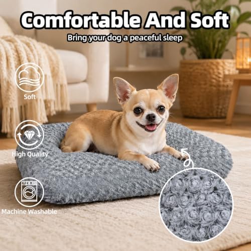 Dog Bed Small Size, Plush Washable Pet Bed Mat, Dog Crate Bed 17"x14"