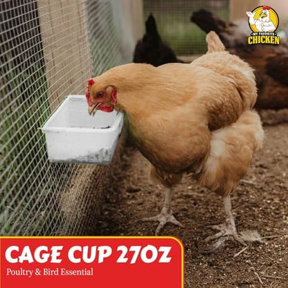 My Favorite Chicken Cage Cup 27oz – Hanging Chicken Feeder & Hanging Chicken Waterer for Chick, Quail, Duck, Parakeet – Small Poultry Waterer & Feed Dish – Cage & Coop Accessories