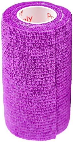 2 Pack Premium Vet Wrap - Self Adhesive Bandage Wrap & Athletic Tape - 4" x 5 Yards Elastic & Self-Sticking Cohesive Bandage for Pets, Sports, Wrists & Ankles - Purple by Prairie Horse Supply