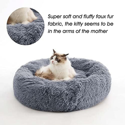 Western Home Calming Donut Medium Dog Bed Washable Pet Bed,30" Navy Grey
