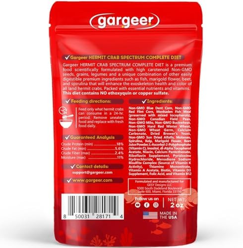 Gargeer 2oz Hermit Spectrum Diet. Non-GMO, Premium Ingredients, Made in USA