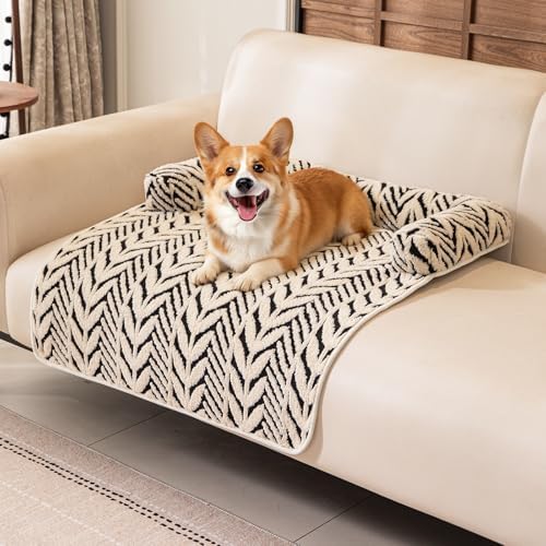 Calming Dog Bed Mats with Neck & Head Support, 35.43 x31.5 inch Black