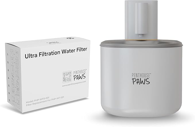 Penthouse Paws Smart Wireless Water Fountain Filter Black, 3 UltraFiltration Filters, 6 Foam Filters & 6 Sponges, Compatible with 3.5L Smart Wireless Fountain, Easy to Clean, for Cat and Dog, White