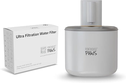 Penthouse Paws Smart Wireless Water Fountain Filter Black, 3 UltraFiltration Filters, 6 Foam Filters & 6 Sponges, Compatible with 3.5L Smart Wireless Fountain, Easy to Clean, for Cat and Dog, White