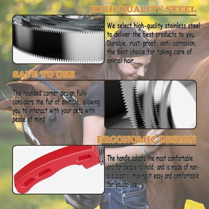 Curry Comb Kit, 6 Ring Curry Comb & Rubber Brush
