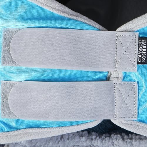 Harrison Howard CareMaster Pro Luminous Horse Fly Mask Large Eye Space Standard with Ears UV Protection for Horse Sky Blue M Cob