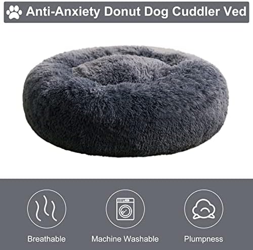 WNPETHOME Small Round Calming Dog Bed Cat Bed for Comfy Sleep