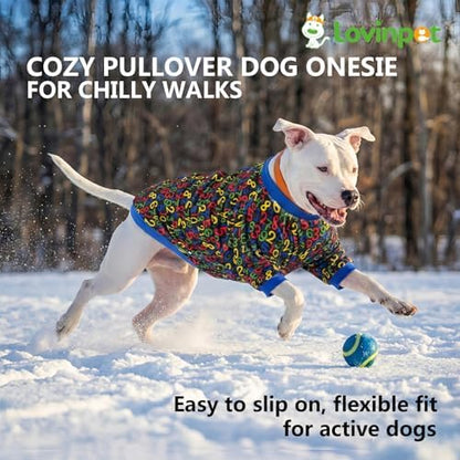 LovinPet Flannel Dog Coat, Winter Dog Coat, Numbers Black, XXL