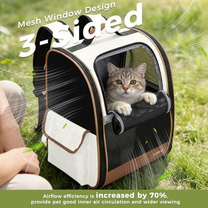 Lekereise Cat Backpack Carriers, Dog Carrier Backpacks with Breathable Mesh for Small Medium Large Cats Dogs Puppy Up to 25 Lbs, Pet Foldable Carrying Backpack Ventilated for Travel Hiking Collapsible