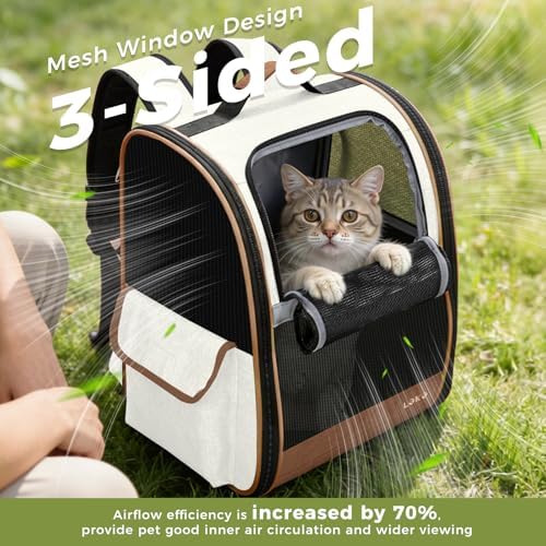 Lekereise Cat Backpack Carriers, Dog Carrier Backpacks with Breathable Mesh for Small Medium Cats Dogs Puppy Up to 18 Lbs, Pet Foldable Carrying Backpack Ventilated for Travel Hiking Collapsible