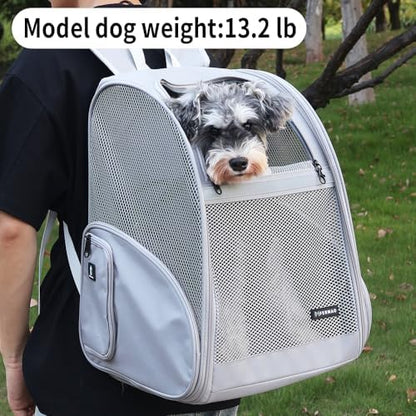 Pet Backpack Carrier ，Large Cat Carrier Backpack Up to 20 Lbs with Breathable Mesh, for Medium Large Cats or Small Dogs, Travel Hiking Camping Backpack (Gray-XL)