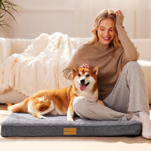 Patas Lague Orthopedic Large Dog Bed Washable Pet Sofa Mat 48''X30'' Grey